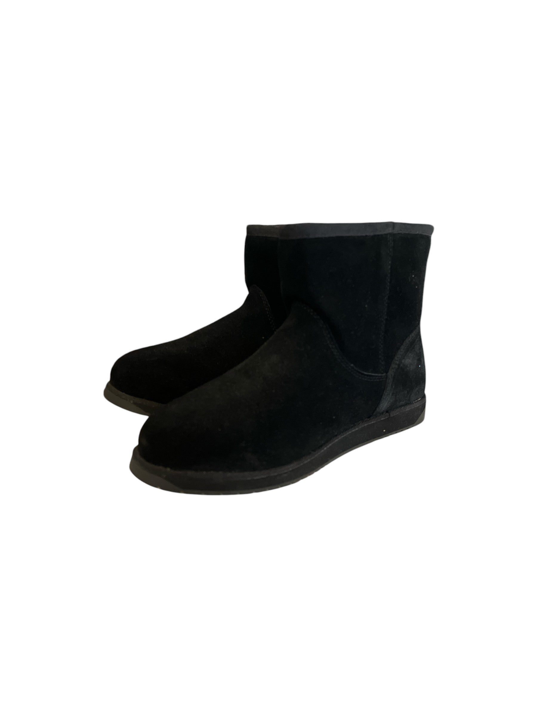 Emu Women's Ankle Boot Shoes Spindle Mini Black Noir Wool Lining Suede