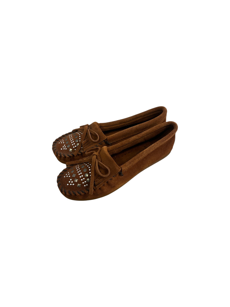 Minnetonka Thunderbird Animikii Hardsole - Mocassini Donna In Pelle Con Perline Native, Rosa, EU40
